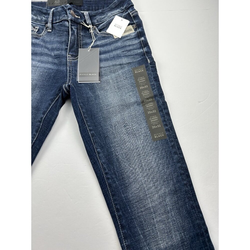 Buckle Black BKE Jeans Womens 25x32 Blue Skinny Fit No 53 Ripped Dark Wash Denim - Picture 7 of 16
